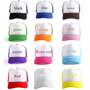 ZMvise Personalized Picture Text Logo Colorful Unisex Adjustable Trucker Hat Custom Mesh Baseball Cap Blue