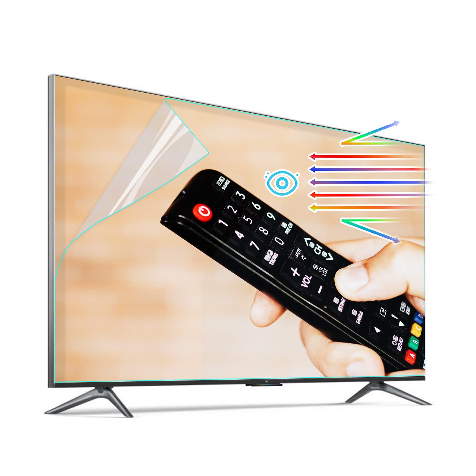 KIOP 65 Inch Anti UV Out Blue Light Matte Film, Multi-Function TV Screen Protector No Bubbles Fingerprints,Relieve Eye Strain,Shield Radiation,65" Narrow Frame