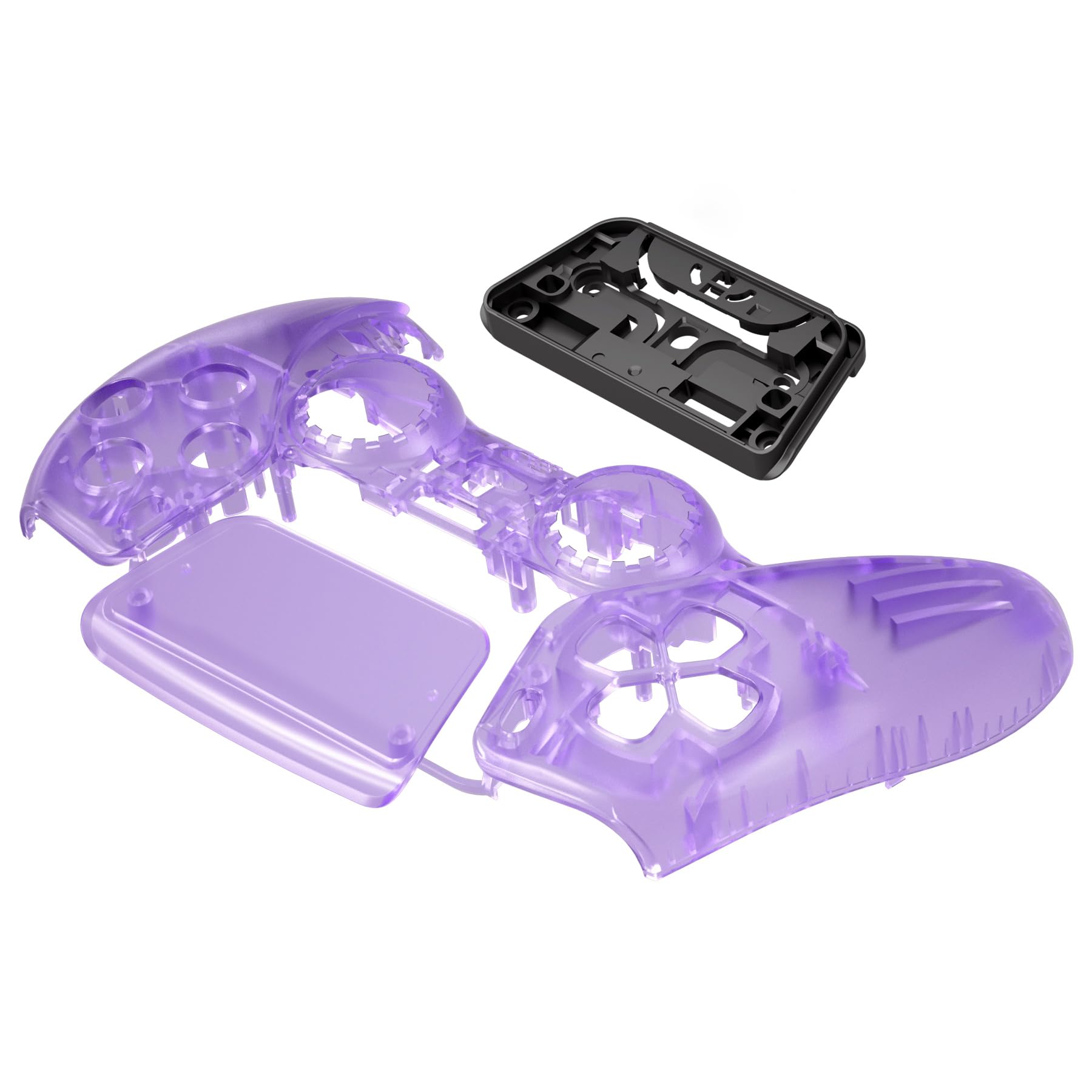 eXtremeRate Full Set Shell with Buttons Touchpad Cover, Clear Atomic Purple Custom Replacement Decorative Trim Shell Front Back Plates Compatible with p s 5 Controller BDM-010 020