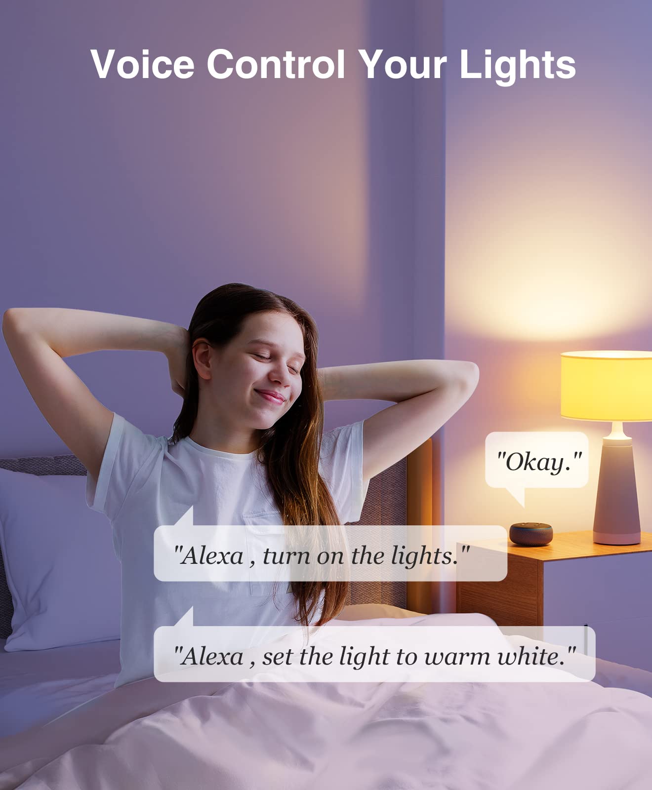 OHMAX Smart Light Bulbs, Color Changing Light Bulbs A19 E26 75W Equivalent, WiFi Light Bulbs Smart Bulbs Work with Alexa Google Home No Hub Required, Dimmable 2700K Warm White, 800 Lumens, 2 Pack