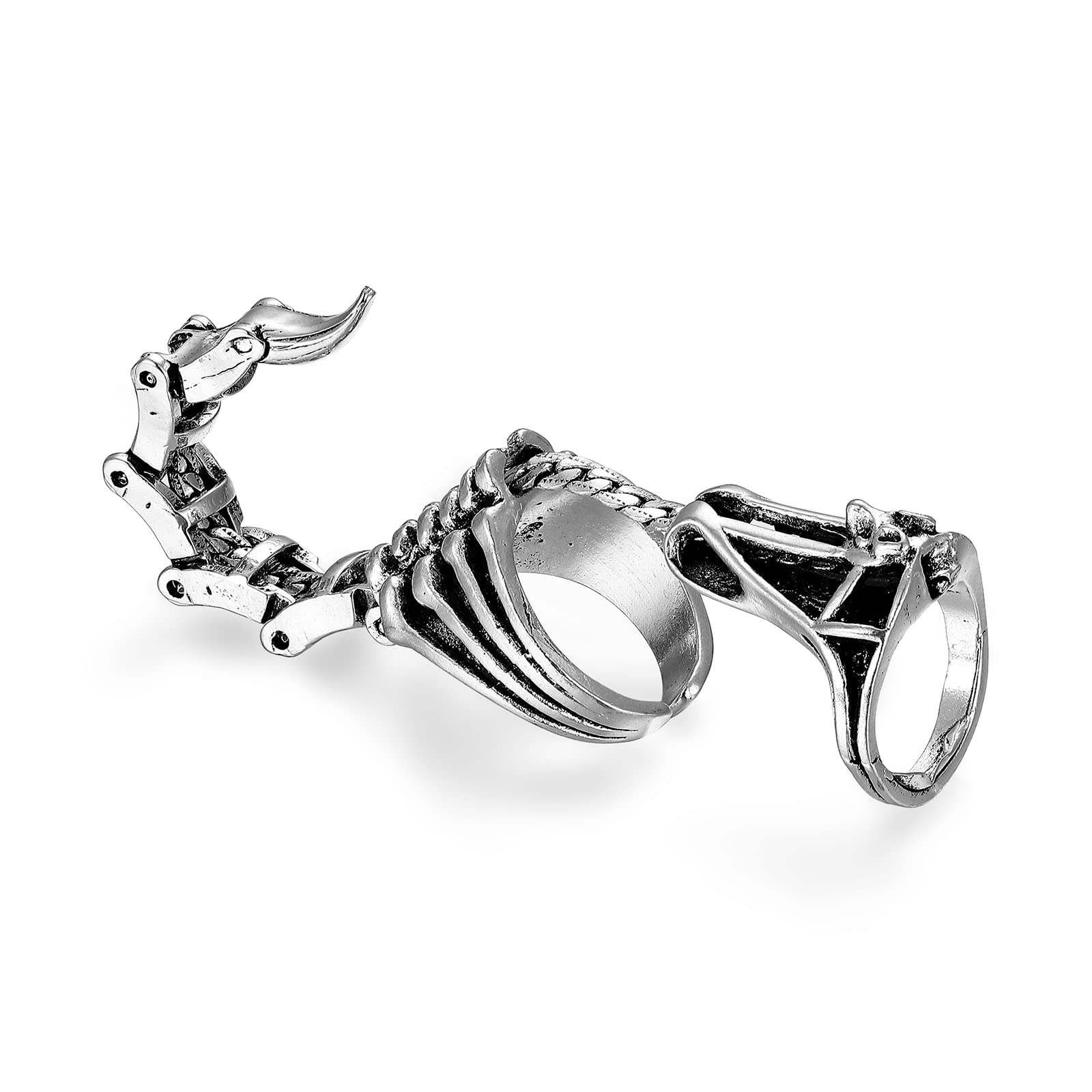 Q&D&S Silver Scorpion Ring Gothic Knuckle Finger Ring Punk Hinged Activity Rings Halloween for women and men