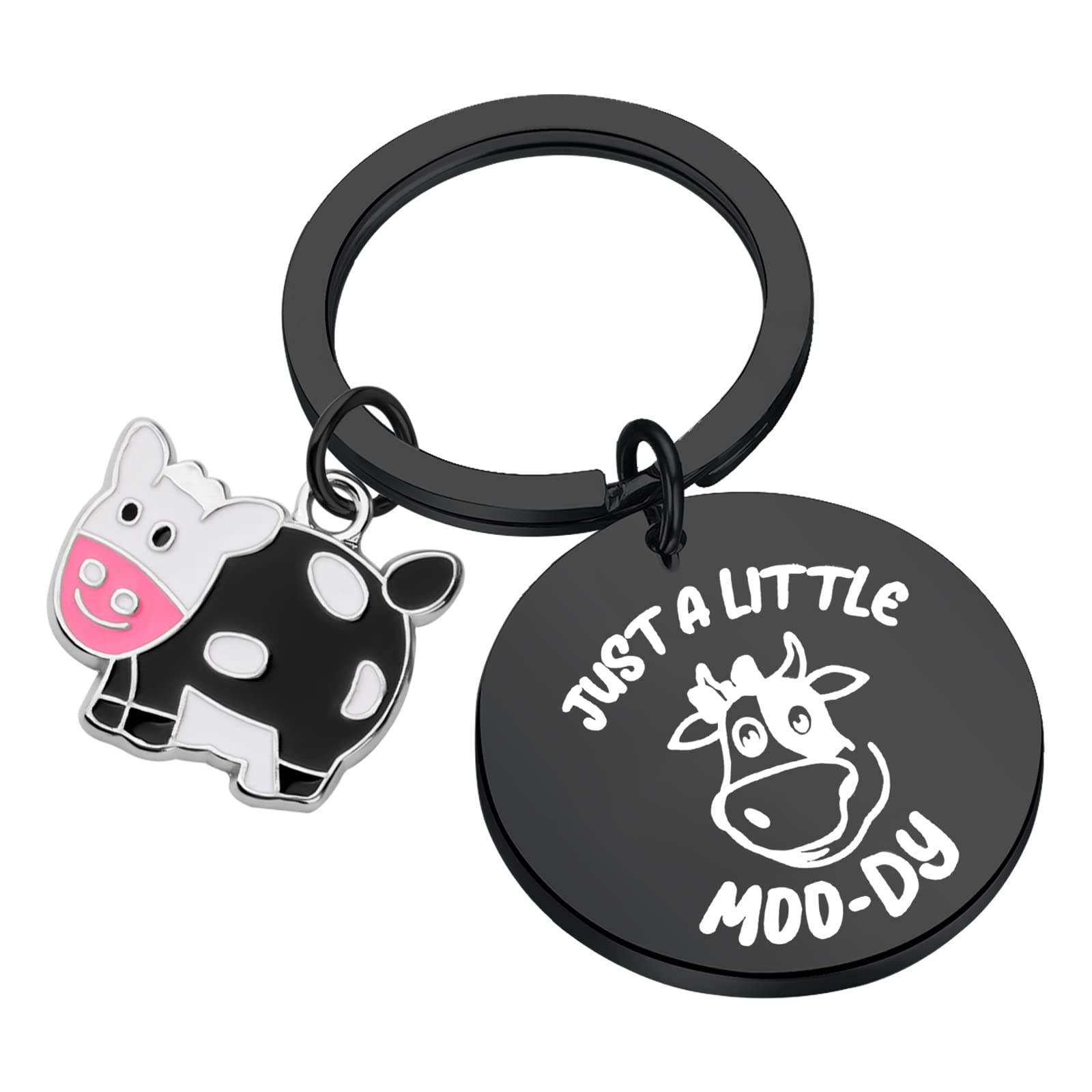 PLITI Cow Gifts Cow Lover Jewelry Cow Friendship Gifts Farmer Gifts Farming Gifts Just a Little Moo-dy Funny Heifer Keychain (little moo-dy BL)