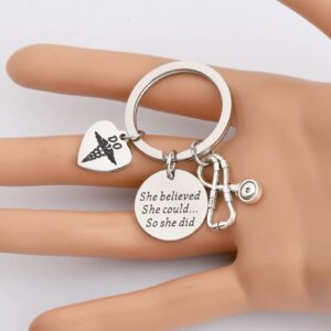 PLITI Doctor Of Osteopathic Medicine Gift Osteopathic Physician Gift She Believed She Could So She Did DO Osteopathy Keyring (DO key)