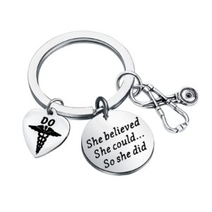 PLITI Doctor Of Osteopathic Medicine Gift Osteopathic Physician Gift She Believed She Could So She Did DO Osteopathy Keyring (DO key)