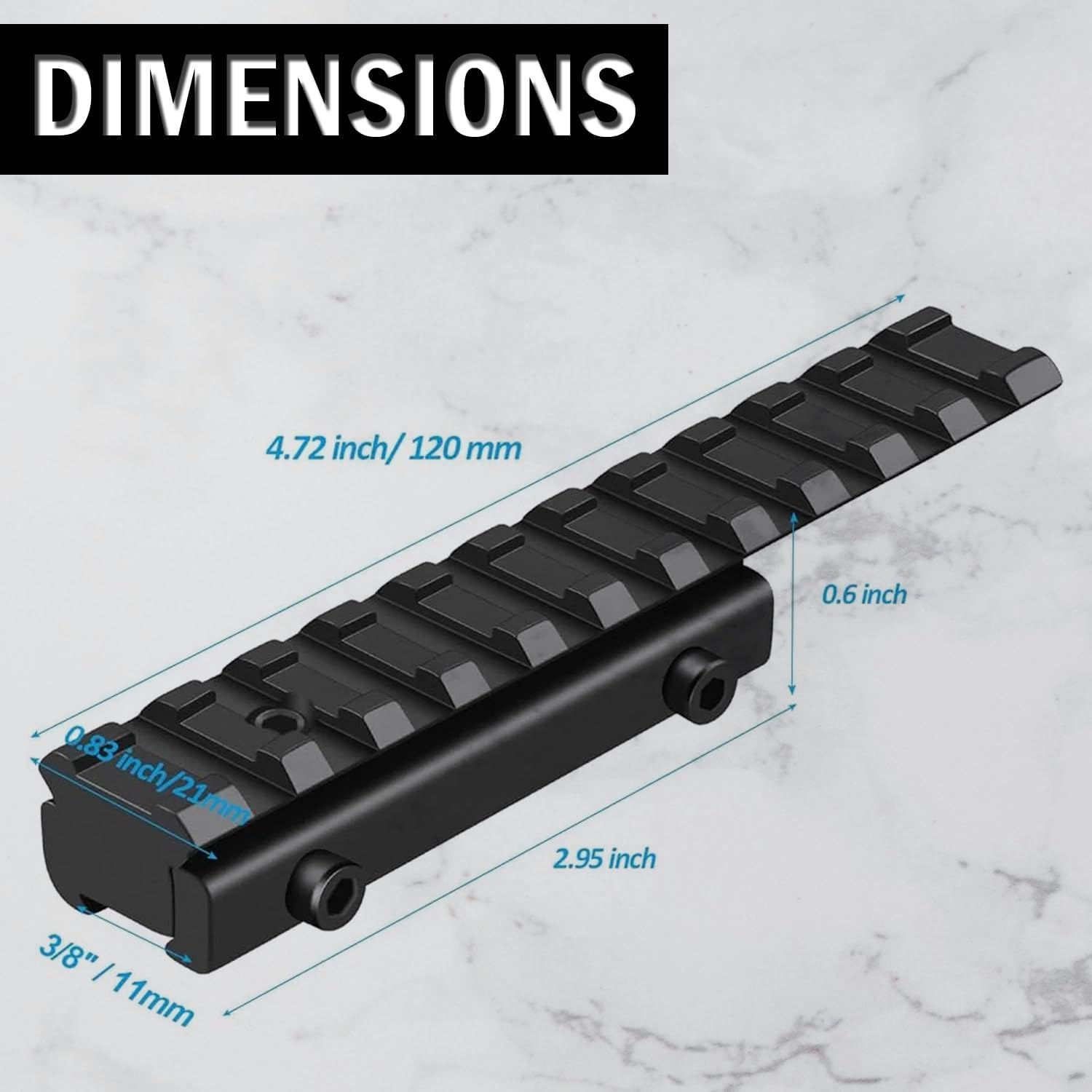 360 Tactical – 11 Slots Riser Base Adapter 11mm Dovetail Extension to 20mm Weaver Picatinny Rail Mount W/ 1 INCH 25.4MM Low Profile Scope Ring