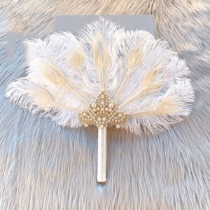 abaodam fan bridal bouquets for bride ostrich peacock middle east white lupine