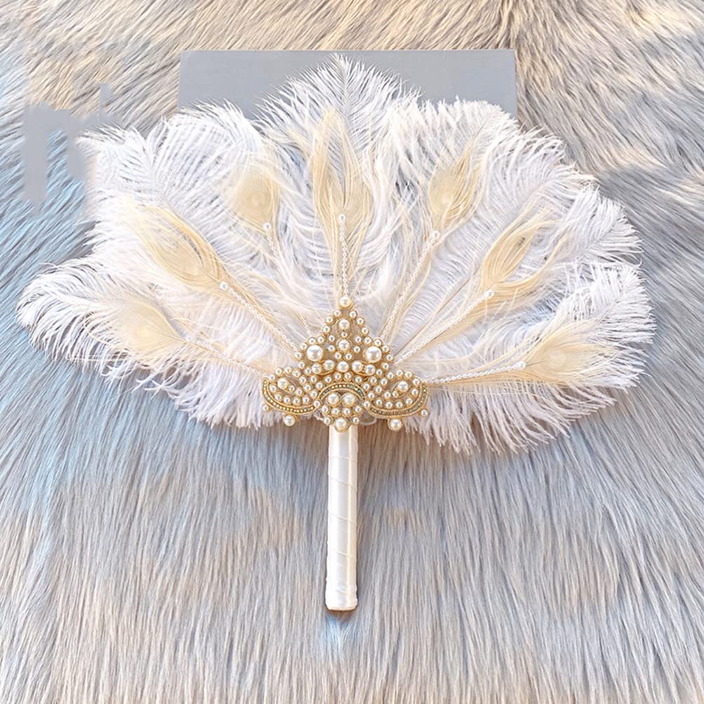 Abaodam Fan Bridal Bouquets for Bride Ostrich Peacock Middle East White Lupine