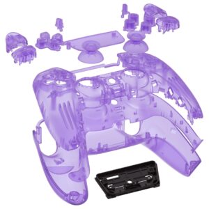 eXtremeRate Full Set Shell with Buttons Touchpad Cover, Clear Atomic Purple Custom Replacement Decorative Trim Shell Front Back Plates Compatible with p s 5 Controller BDM-010 020