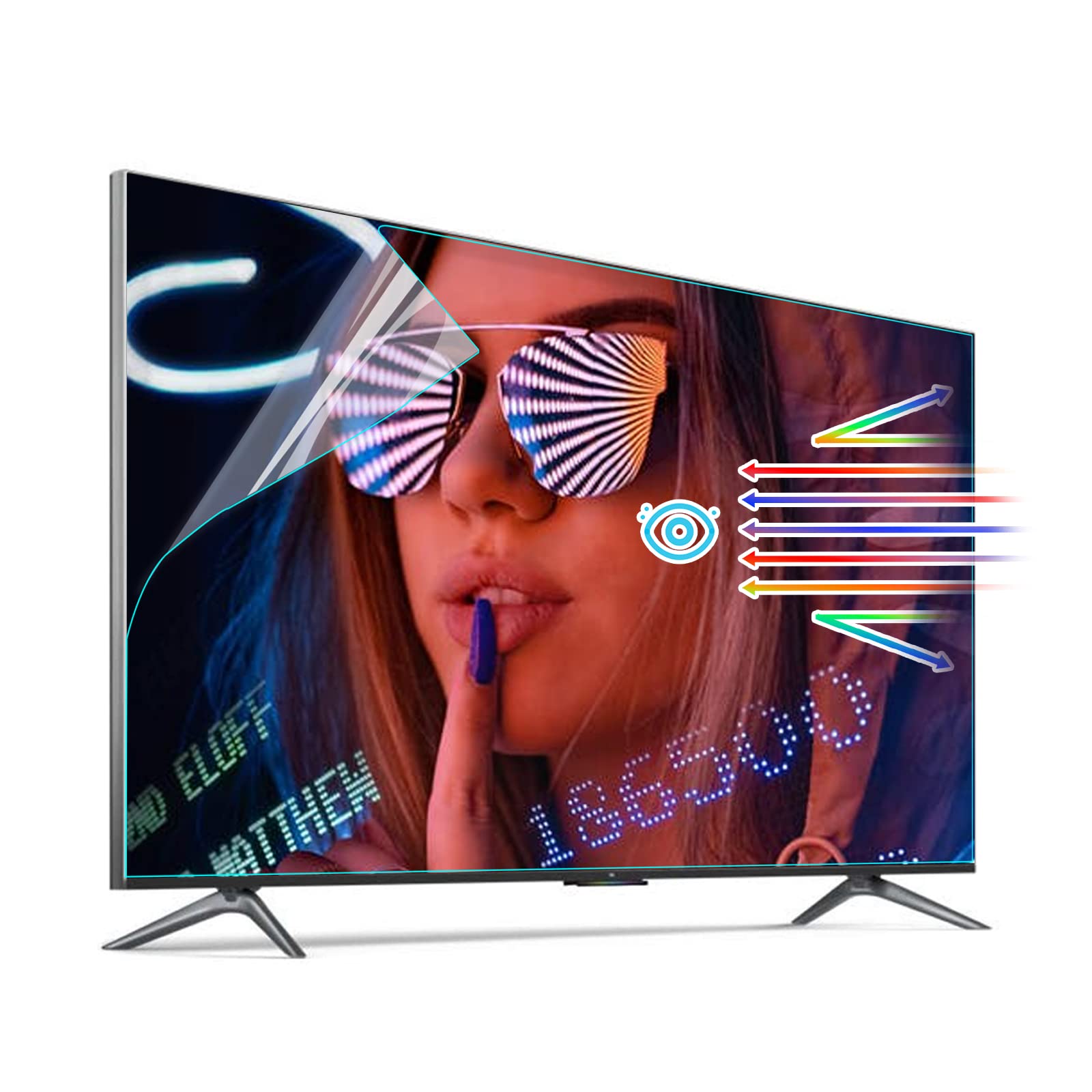 KIOP 65 Inches Anti UV Matte TV Screen Protector Multi-Function Out Blue Light Film,Protection Eyes,Guard Against Radiation,65" Narrow Frame