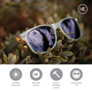 Knockaround Fort Knocks Polarized Sunglasses for Men & Women - Impact Resistant Lenses & Full UV400 Protection, Army Green and Amber Frames/Aviator Green Lenses