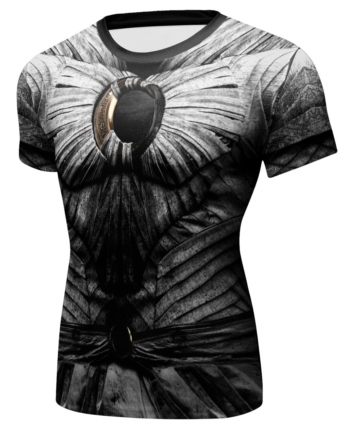 Red Plume Men's Compression Shirts Workout Sports Fitness Short Sleeve Training Base Layers Shirt (Dark Grey, M)