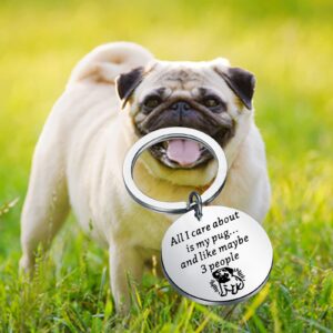 PENQI Pug Dog Keychain Pug Lover Owner Gift All I Care About Is My Pug And Like Maybe 3 People Keychain Pug Mom Gift (my pug keychain)