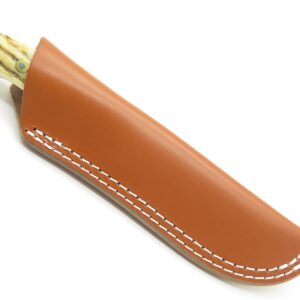 Brown Leather Fixed 5" Blade Loveless Style Hunting Knife Sheath Pouch