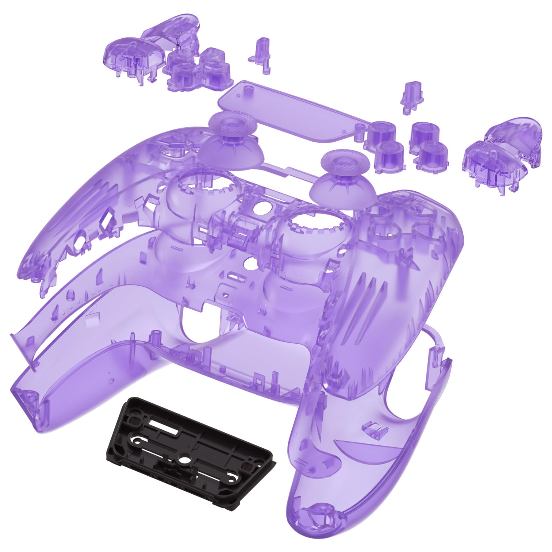 eXtremeRate Full Set Shell with Buttons Touchpad Cover, Clear Atomic Purple Custom Replacement Decorative Trim Shell Front Back Plates Compatible with p s 5 Controller BDM-010 020