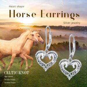 Horse Earrings for Women 925 Sterling Silver Horse Dangle Drop Earrings Celtic Horse Earrings Horse Jewelry Gifts for Women Horse Lovers