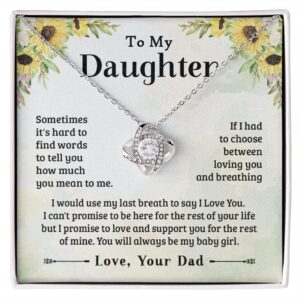 Father to Daughter Gifts from Dad Necklace, Necklace for Dad, My Daddy On Birthday, Mothers Day, Includes Message Card Style 2 (DS-5419683)