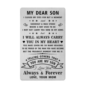 LGQDYMZ Son Birthday Card Gifts from Mom - Son Birthday Card Gifts - Son Fathers Day Engraved Wallet Card Gifts for Birthday Wedding Anniversary