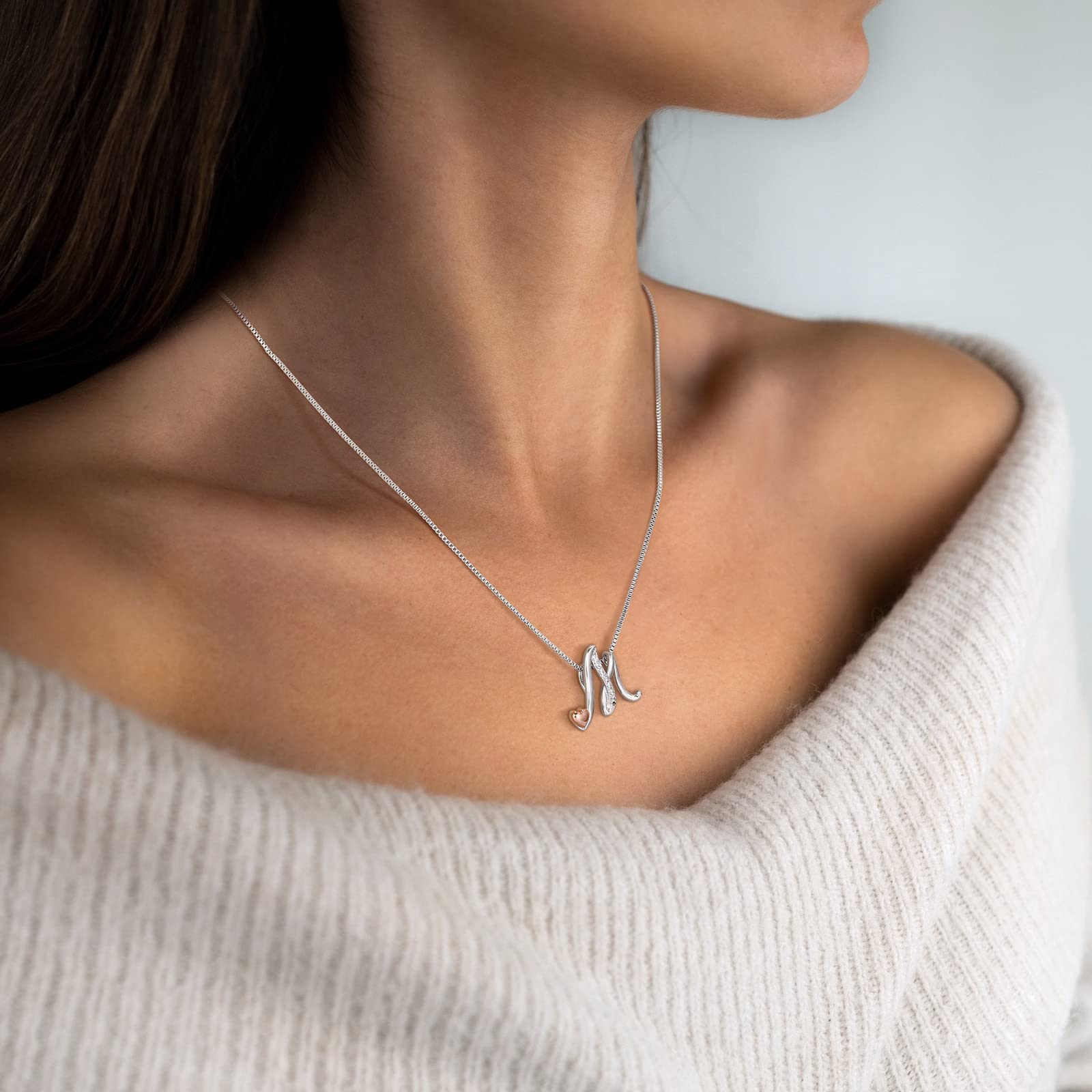 DISIMIE Silver Initial Name Necklaces for Women Girls, Letter Heart Pendant Necklace Aesthetic for Best Friend, Personalized Cute Chain Jewelry Birthday Anniversary Mother's Day Gift, Sterling