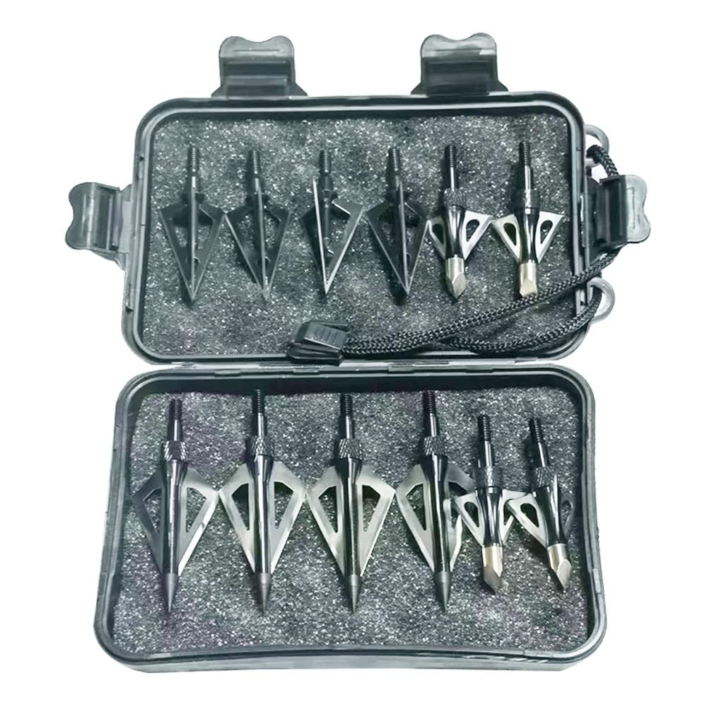 Hunting Broadheads, 3 Blades Archery Broadheads 100 Grain Screw-in Arrow Tips Compatible with Crossbow and Compound Bow(12 Pack), Black-1