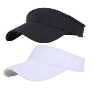 kids visor sun hat adjustable athletic sports hat 6 to 12 years old (black+white, 52cm/fit for 2-6years)