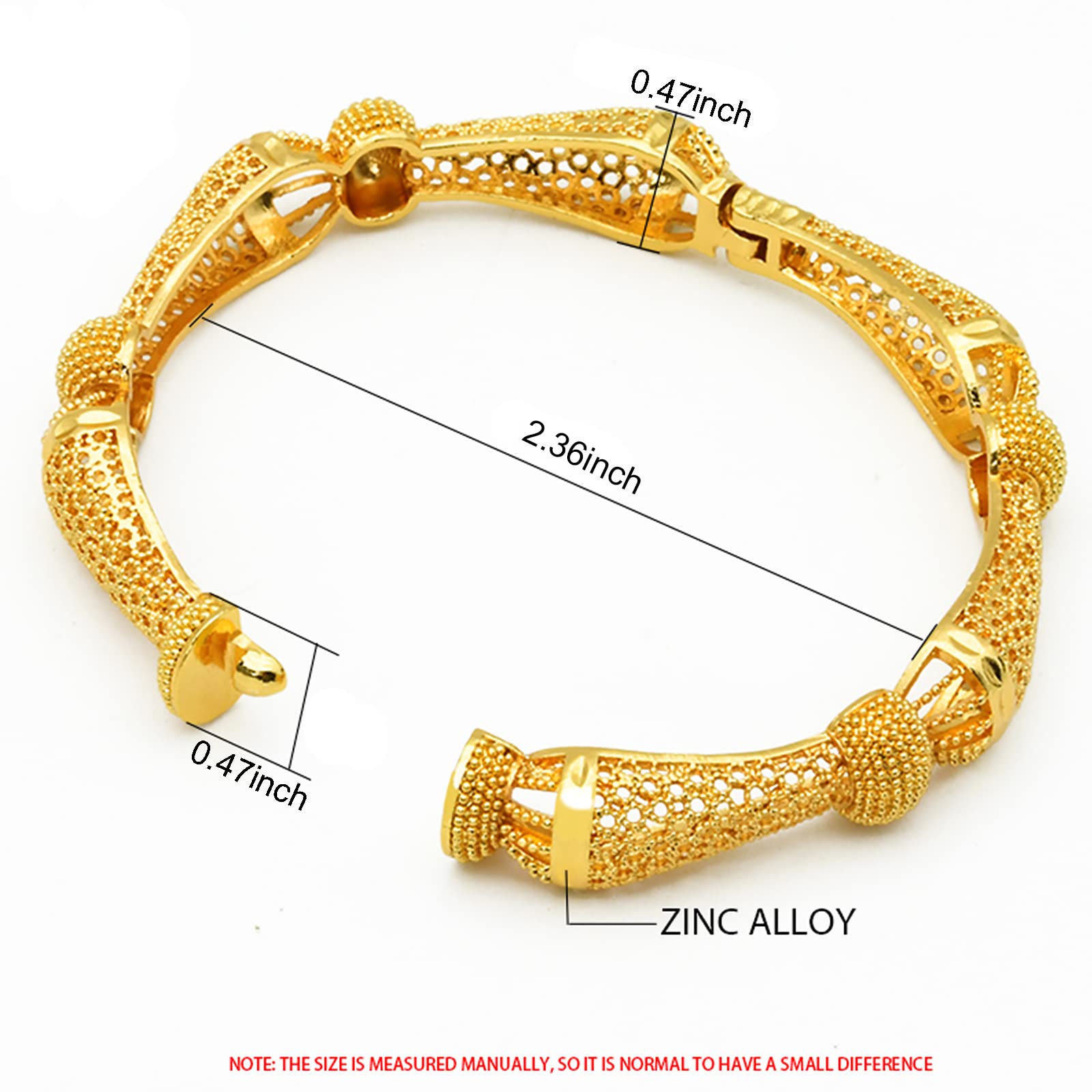 Dubai Gold Bangles for Women Indian African Wedding Bracelets 18K Gold Plated Ethiopian Bridal Jewelry-4pcs