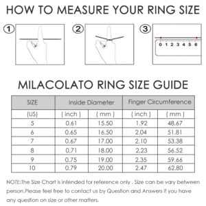 MILACOLATO 925 Sterling Silver Rings for Women 18K White Gold Plated Dome Plain Signet Rings Tarnish Resistant Stackable Statement Band Thumb Ring Comfort Fit Size 10, Smooth Style