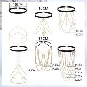 FASACCO 6PCS Snake Leg Chain Thigh Chain for Women Layered Crystal Boho Body Chains Party Summer Beach Thigh Body Chain Jewelry, Gold