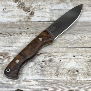 Handmade Fixed Blade Outdoor Knife with Sheath – Hunting, Bushcraft, Self Defense Bowie Knife – Tracker Knife with Wooden Handle & N690 German Bohler Steel Blade – Leather Sheath & Flint Rod Included