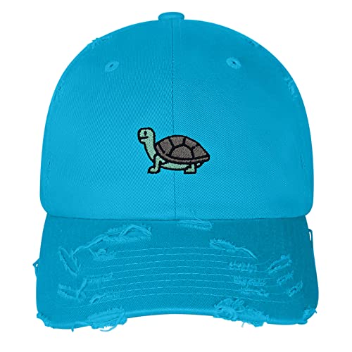 JPAK Turtle Vintage Dad Hat Frayed Embroidered Cap Neck Aqua