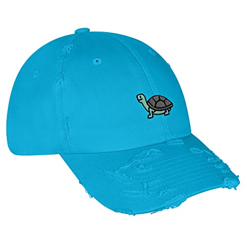 JPAK Turtle Vintage Dad Hat Frayed Embroidered Cap Neck Aqua