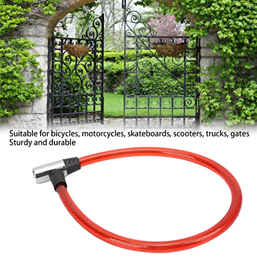 Cable Lock, Widely Used Portable Size Two Keys Bike Cable Durable Material Steel Wire for Motorcycle for Gate for Bike(red)