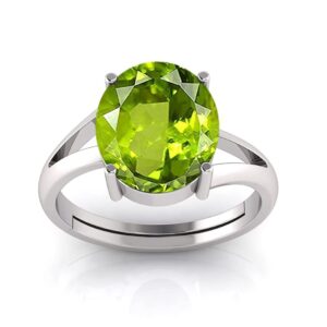 LMDPRAJAPATIS Natural Peridot Certified Jewelry Gifts Ring 5.25 Rati / 4.25 Carat Astrological Birthstone 925 Sterling Silver adjustable Ring For Men Or Women