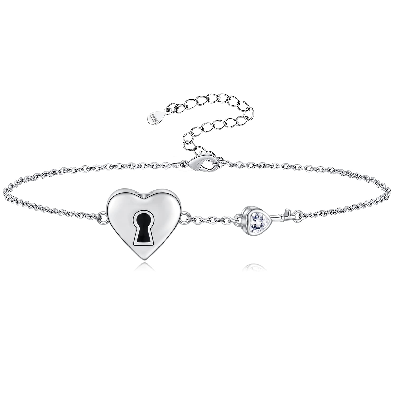 Love Heart Padlock Urn Bracelet - Sterling Silver Always in My Heart Ashes Keepsake Memorial Locket Cremation Jewelry Gifts for Women Loss Loved Ones