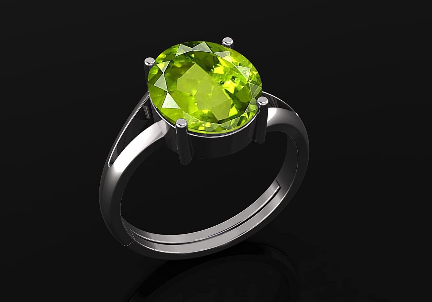 LMDPRAJAPATIS Natural Peridot Certified Jewelry Gifts Ring 5.25 Rati / 4.25 Carat Astrological Birthstone 925 Sterling Silver adjustable Ring For Men Or Women