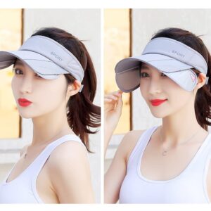 Sun Visor Hat for Women and Men 2 Pack - Retractable Brim Sport Hat, Summer Golf Tennis Running Beach Hat with Ponytail Hole