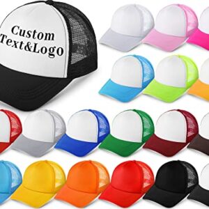 18 Pack Sublimation Blank Polyester Mesh Cap Trucker Summer Mesh Cap Unisex Two Tone and Solid Trucker Hats Blank Snapback Hat Sublimation Blank Mesh Baseball Cap for Men Women