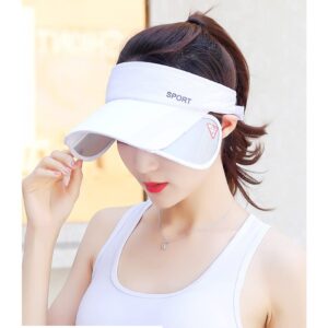 Sun Visor Hat for Women and Men 2 Pack - Retractable Brim Sport Hat, Summer Golf Tennis Running Beach Hat with Ponytail Hole