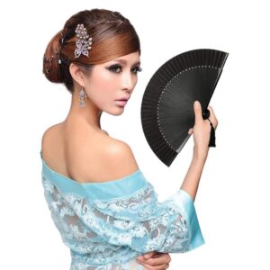 FKJLUN Handmade Folding Fan Folding Fan, Hand-held Fan, Hand Fan, Dance Folding Fan, Crafts Home Gift Jewelry Folding Fan Handheld Fan (Color : C)