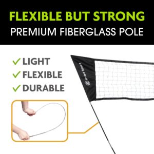 E-Jet Badminton Net, Portable & Instant Setup (Tool Free Assembly) - Backyard Fun, Beach Park Picnic Outdoor Games, Green, 5.1 x 7.8Ft, (EOB72640)