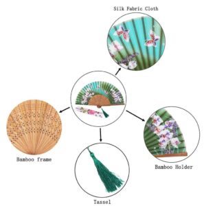 Handmade Folding Fan Folding Fan, Hand-held Fan,Chinese Style Silk Folding Classical Bamboo Fan with Portable Fan Craft Folding Fan Gift Fan Handheld Fan