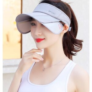 Sun Visor Hat for Women and Men 2 Pack - Retractable Brim Sport Hat, Summer Golf Tennis Running Beach Hat with Ponytail Hole