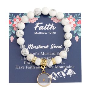 UJIMS Seed Faith Beads Elastic Bangle Faith Inspirational Message Card Gift Christian Gift Mustard Jewelry Seed Zipper (Seed Beads Card Bracelet)