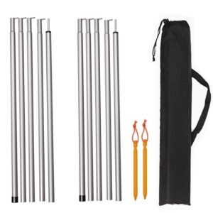 adjustable tarp pole canopy pole set of 2, portable tent poles rodsfor camping tarps,tent,awnings, shelters, hiking