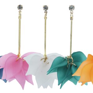 5 pairs gold bohemian drop dangle hypoallergenic elegant y2k cute earring set pack boho flower aesthetic jewelry kawaii plastic pink large statement stud earrings fashion iridescent multipack blue