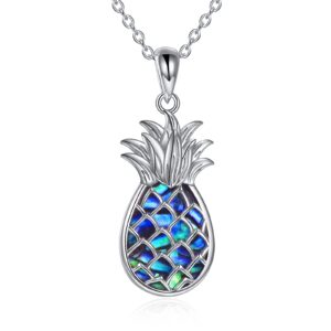 ONEFINITY Sterling Silver Pineapple Necklace Pineapple Pendant Jewelry Mothers Day Gifts for Women Mom (Abalone shell)