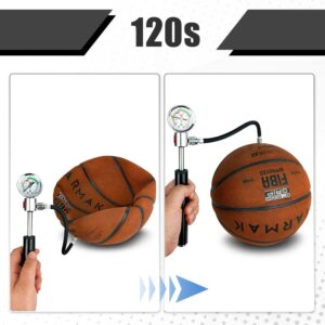 ONG NAMO Ball Pump with Pressure Gauge for Sports Ball Pressure Release, Hand Air Pump for Balls with 10 Needles & 2 Nozzles, Basketball Soccer Ball Volleyball Rugby Pump for Inflating & Deflating