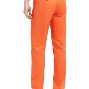 Lesmart Men Golf Pants Expandable Waistband Stretch Relaxed Fit Golf Pants with Pockets Orange 32Wx33L