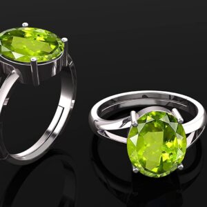 LMDPRAJAPATIS Natural Peridot Certified Jewelry Gifts Ring 5.25 Rati / 4.25 Carat Astrological Birthstone 925 Sterling Silver adjustable Ring For Men Or Women