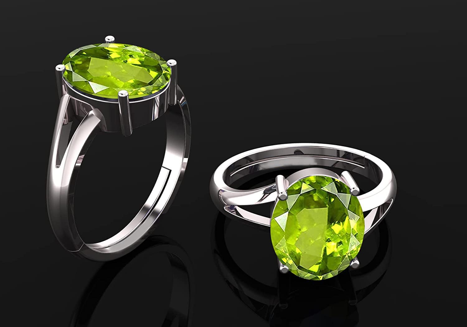 LMDPRAJAPATIS Natural Peridot Certified Jewelry Gifts Ring 5.25 Rati / 4.25 Carat Astrological Birthstone 925 Sterling Silver adjustable Ring For Men Or Women