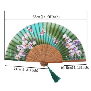 Handmade Folding Fan Folding Fan, Hand-held Fan,Chinese Style Silk Folding Classical Bamboo Fan with Portable Fan Craft Folding Fan Gift Fan Handheld Fan